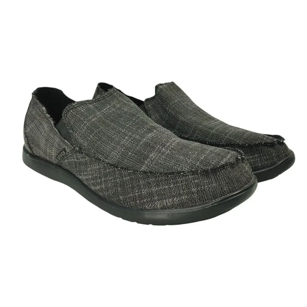 Crocs Men's Santa Cruz SL Slip-On Canvas Loafers Dark Gray Black M13 205708